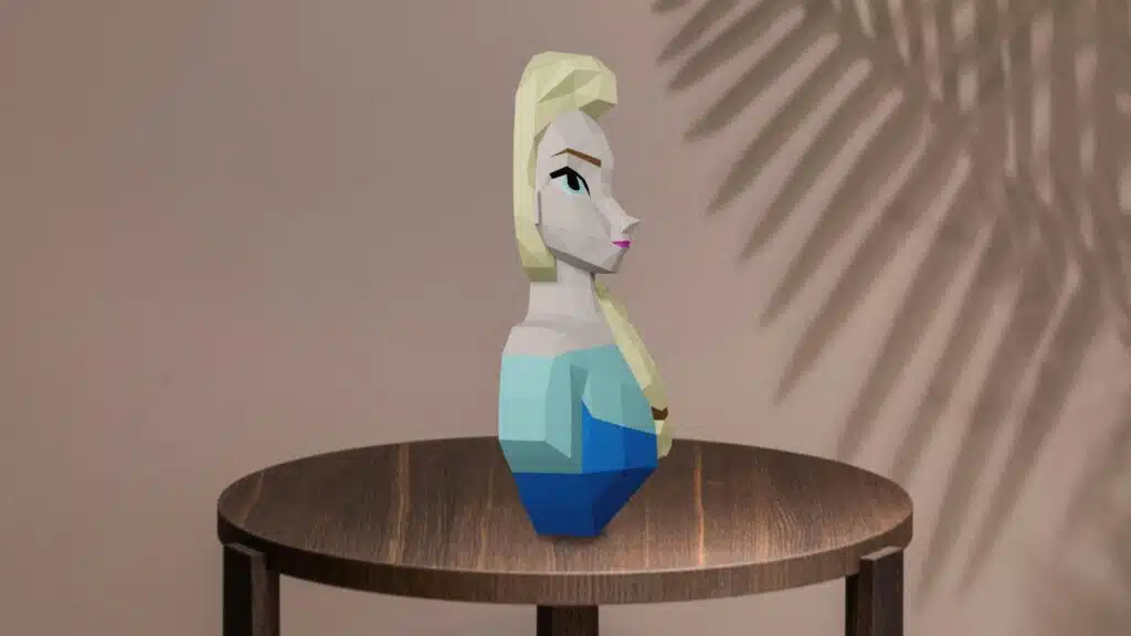 Elsa van Frozen in papercraft 3D, weergave 3