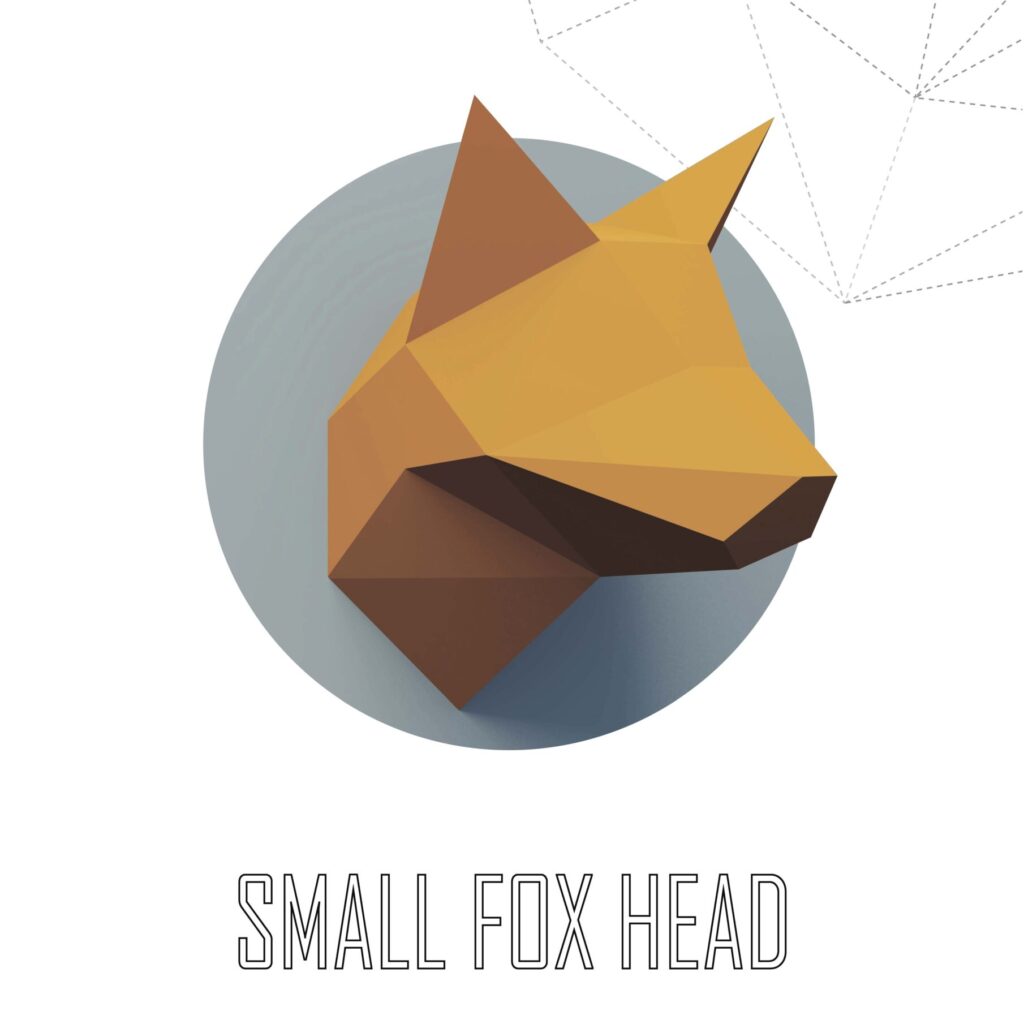 Papercraft of a sly fox head in 3D origami