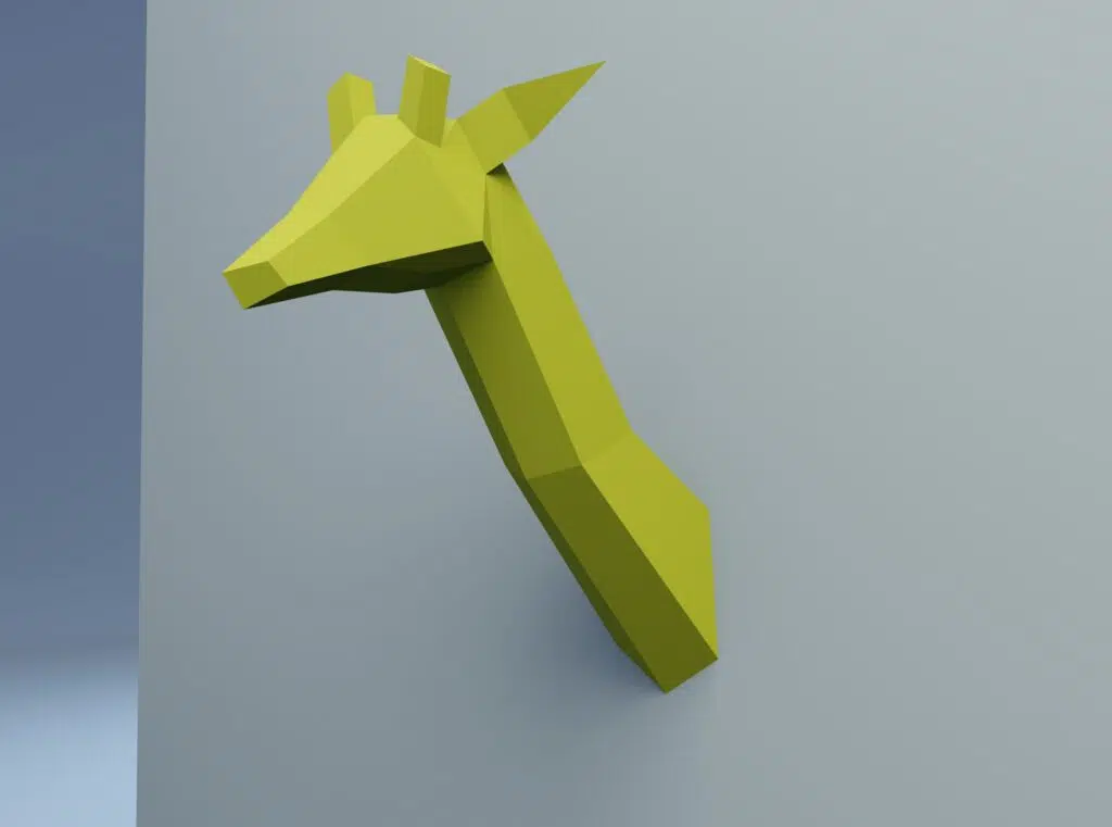 Mini-trofee girafkop papercraft 3D voor kinderen, weergave 2