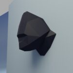 Papercraft gorilla head in 3D origami
