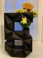 Papercraft chiffre 5 noir en origami 3D