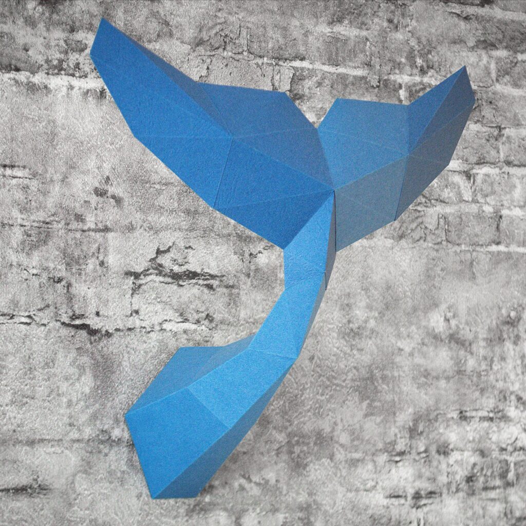 Papercraft dolphin tail in 3D origami