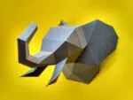 Petit trophée tête d’éléphant en papercraft 3D - modèle PDF à imprimer