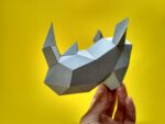 Petit trophée tête de rhinocéros en papercraft 3D – modèle enfant