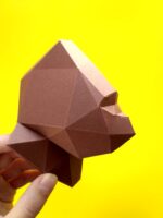 Papercraft gorilla head in 3D origami