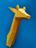 Mini-trofee girafkop papercraft 3D voor kinderen, weergave 4