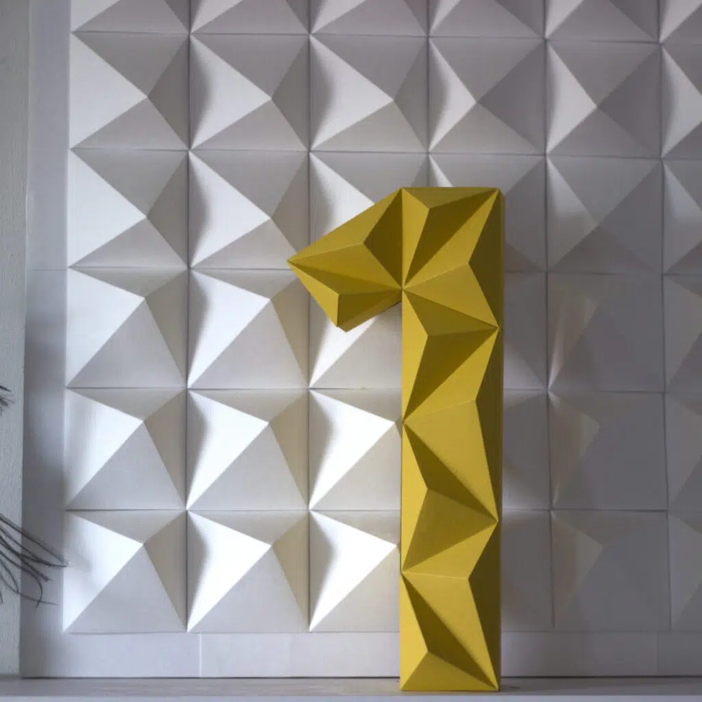 Zahl 1 aus 3D-Papercraft – PDF-Modell zum Ausdrucken für Geburtstag und festliche Deko