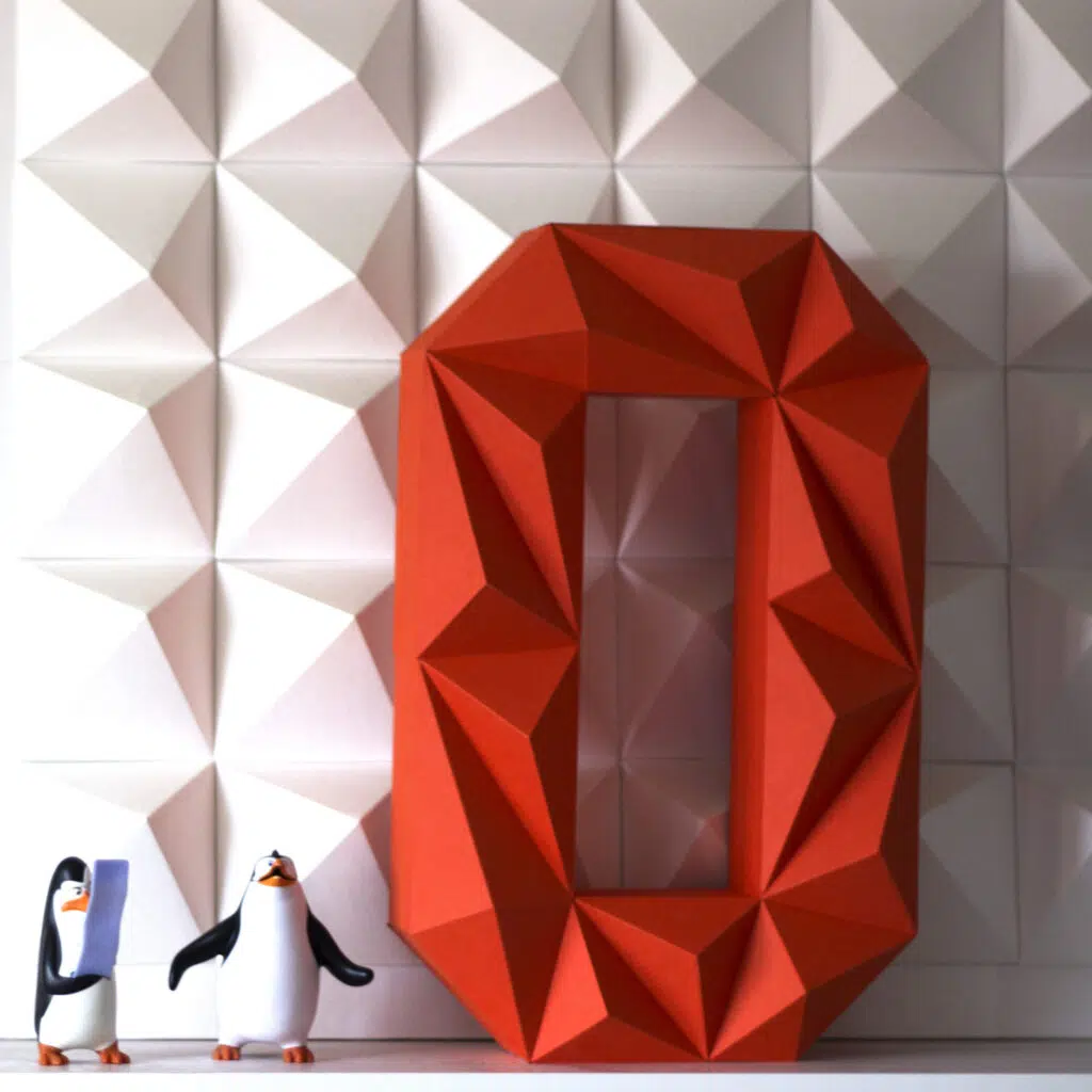 Zahl 0 als 3D-Papercraft - PDF - Vorlage zum Ausdrucken für Geburtstagsdeko und kreative Projekte