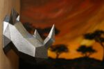 Petit trophée tête de rhinocéros en papercraft 3D – modèle enfant