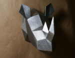Petit trophée tête de rhinocéros en papercraft 3D – modèle enfant
