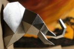 Papercraft elephant head in 3D origami