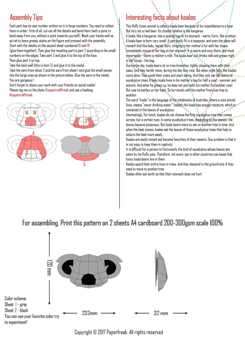 Petit koala en papercraft 3D - modèle PDF à imprimer pour enfants