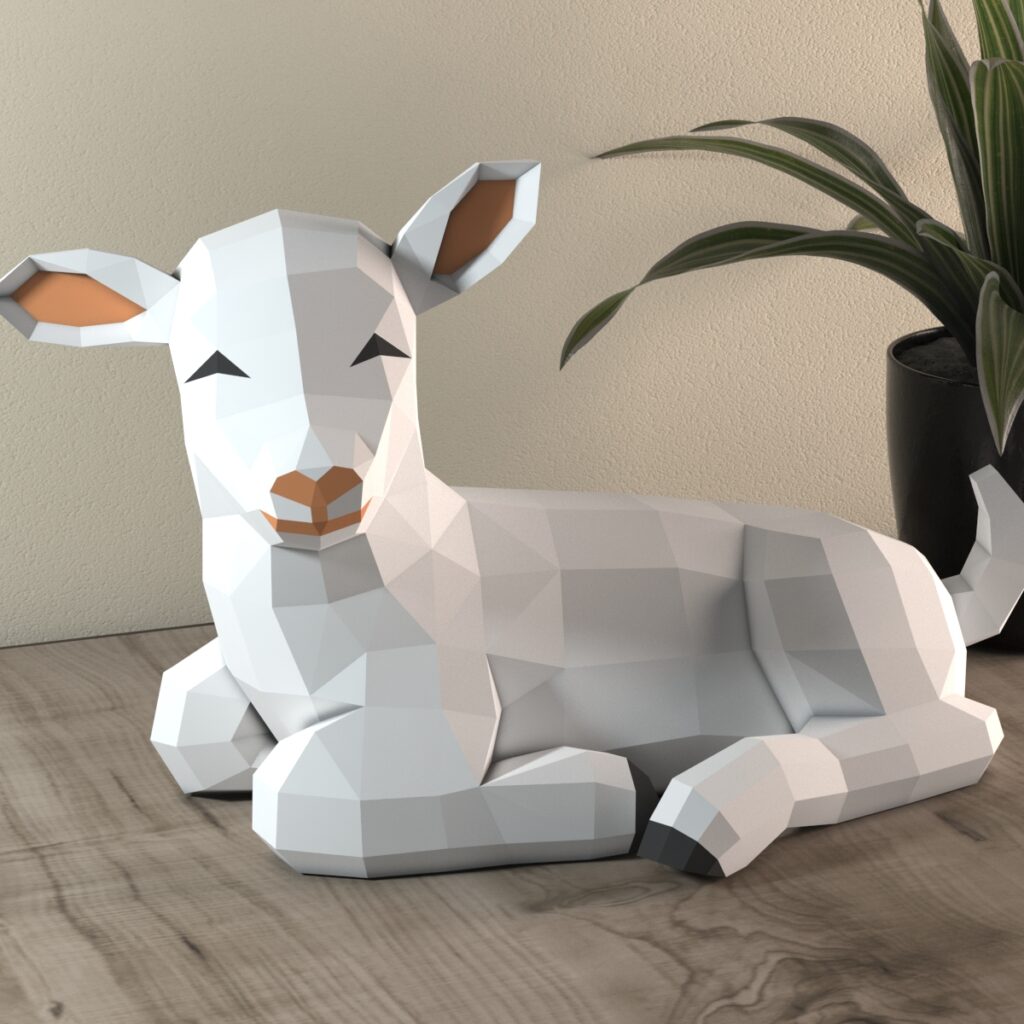 Agneau en papercraft 3D PDF à télécharger Agneau en papercraft 3D PDF à télécharger