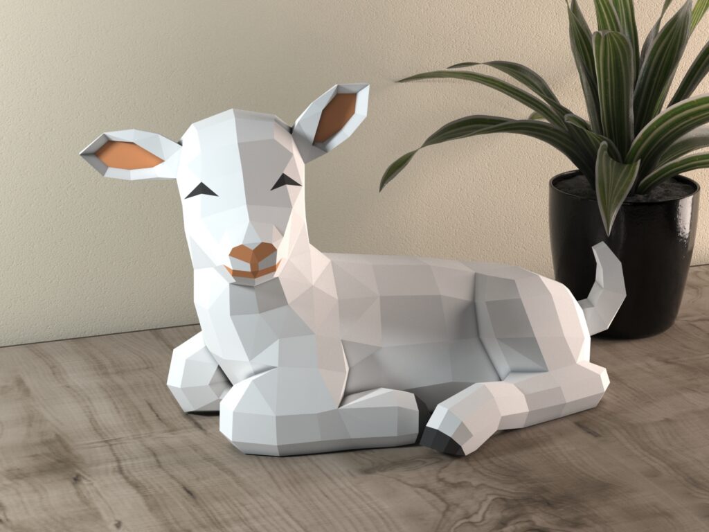 Cordeiro em papercraft 3D PDF para download