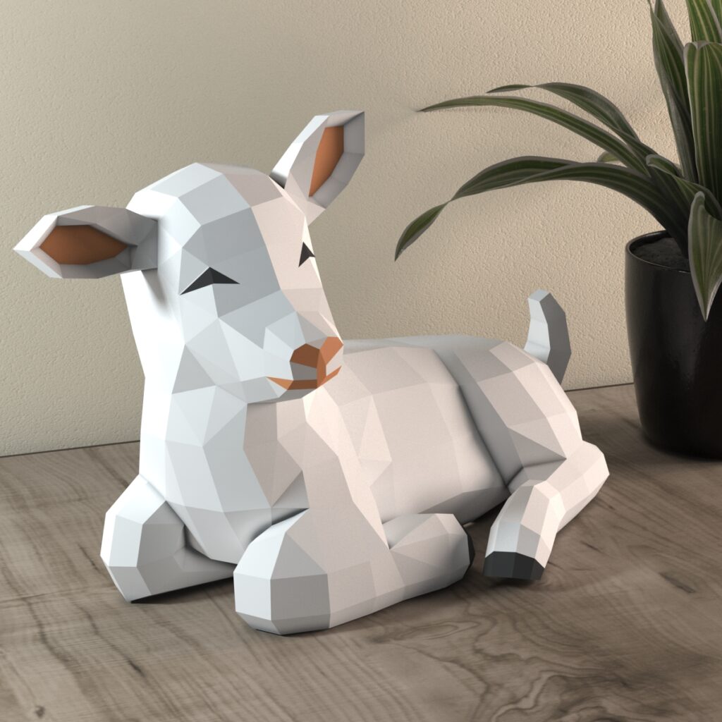 Agneau en papercraft 3D PDF à télécharger