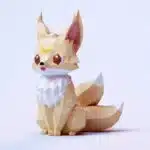 Kitsune vos op de maan in papercraft 3D, 3D-model