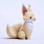 Kitsune vos op de maan in papercraft 3D, weergave 4