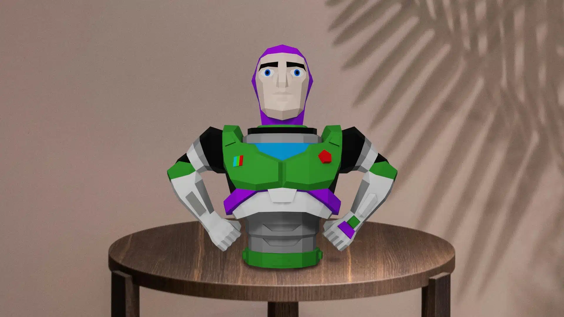 Buzz Lightyear 3D-papercraft borstbeeld, weergave 2