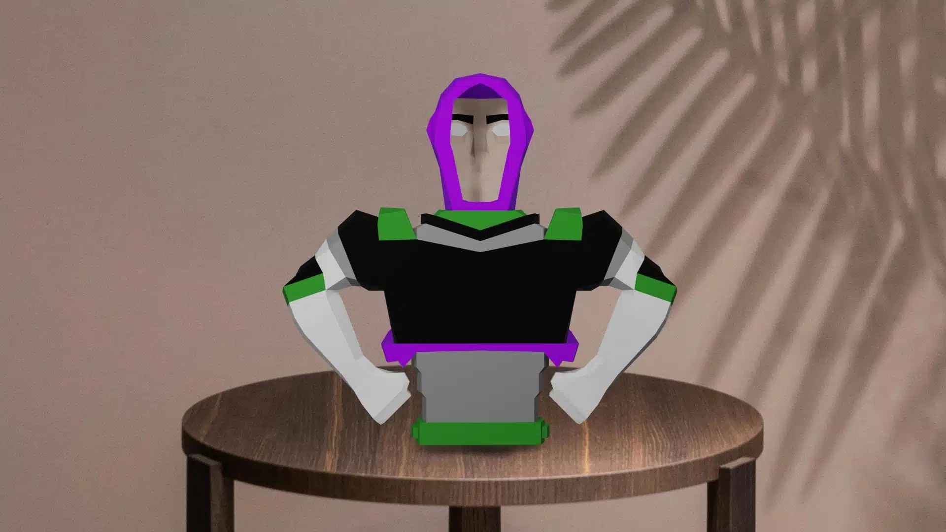 Buzz Lightyear 3D-papercraft borstbeeld, weergave 3