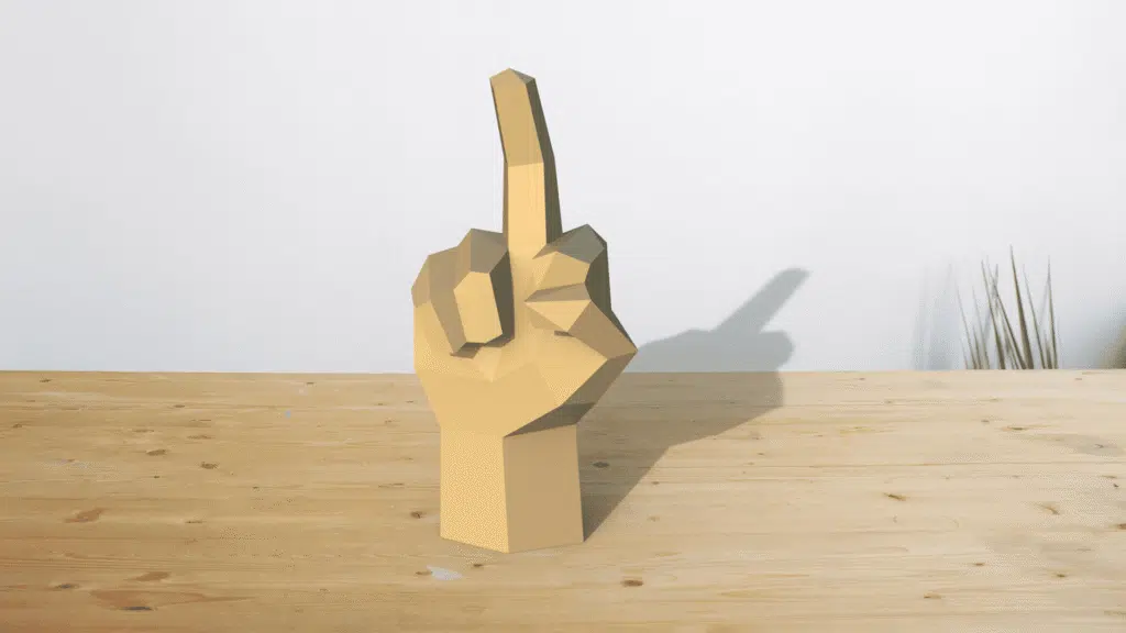 Dedo do meio em papercraft 3D