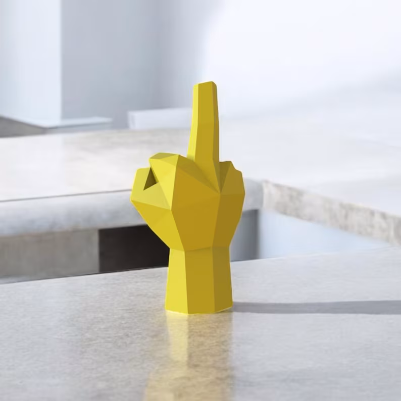 Papercraft middle finger in 3D origami