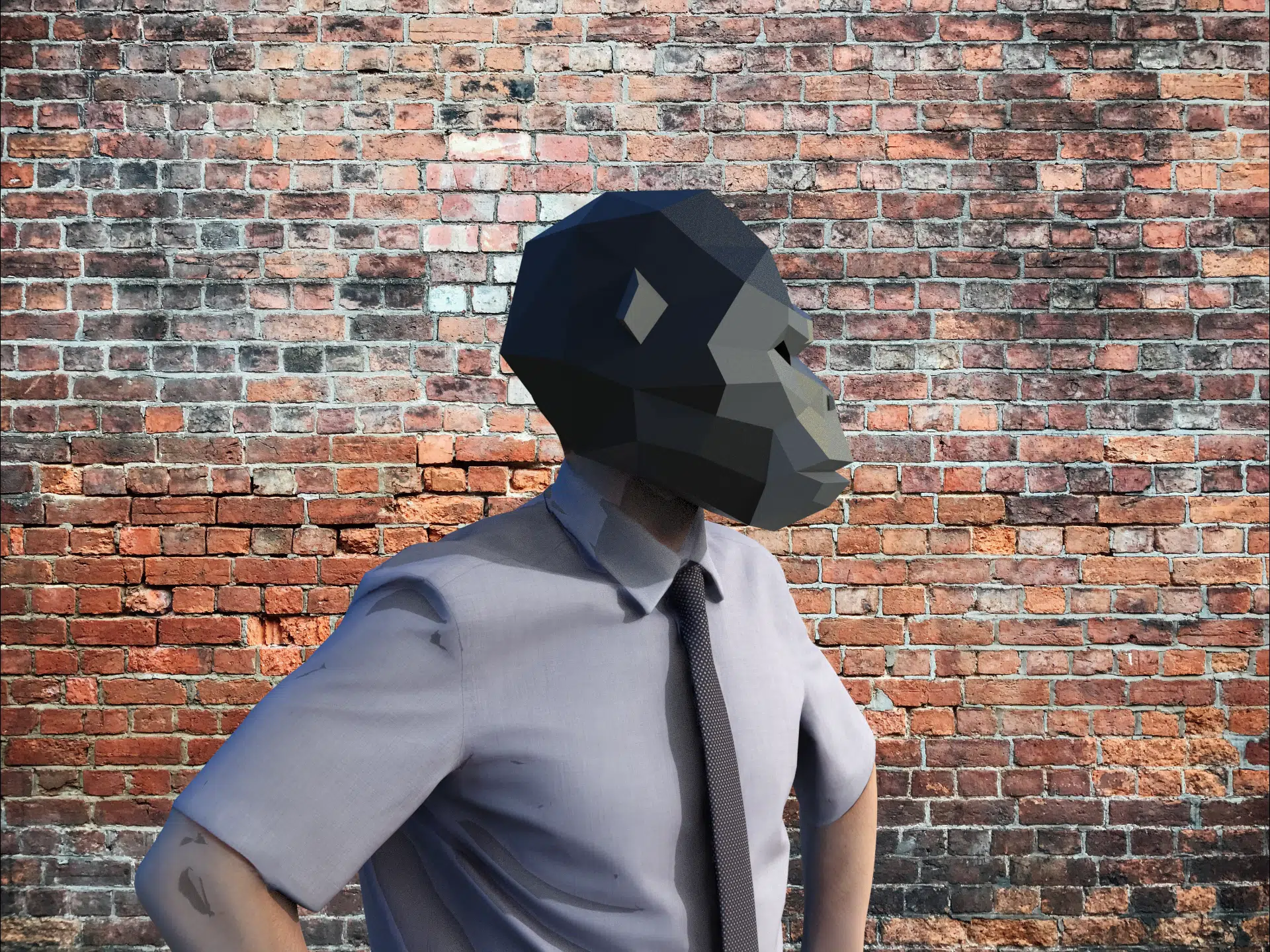 Máscara de gorila, papercraft 3D, vista 2