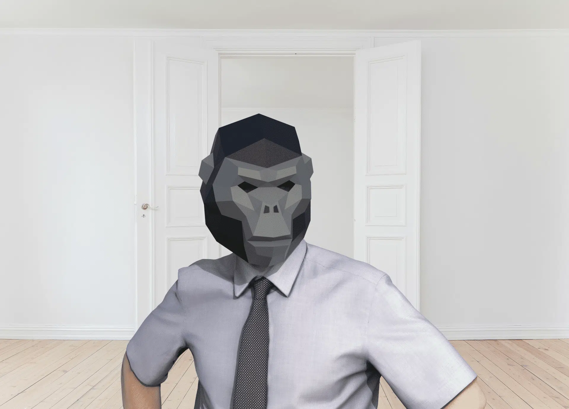 Máscara de gorila, papercraft 3D, vista lateral