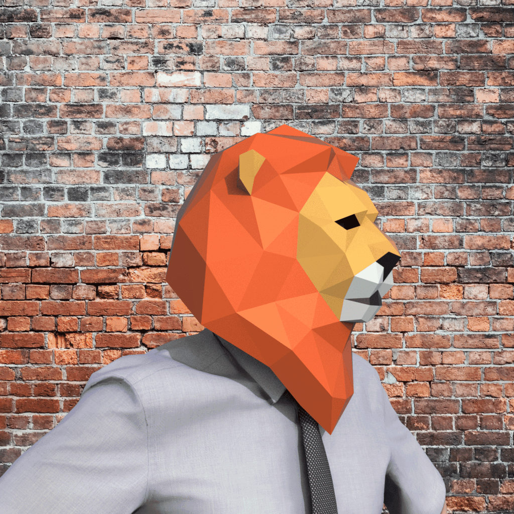 Papercraft lion mask in 3D origami