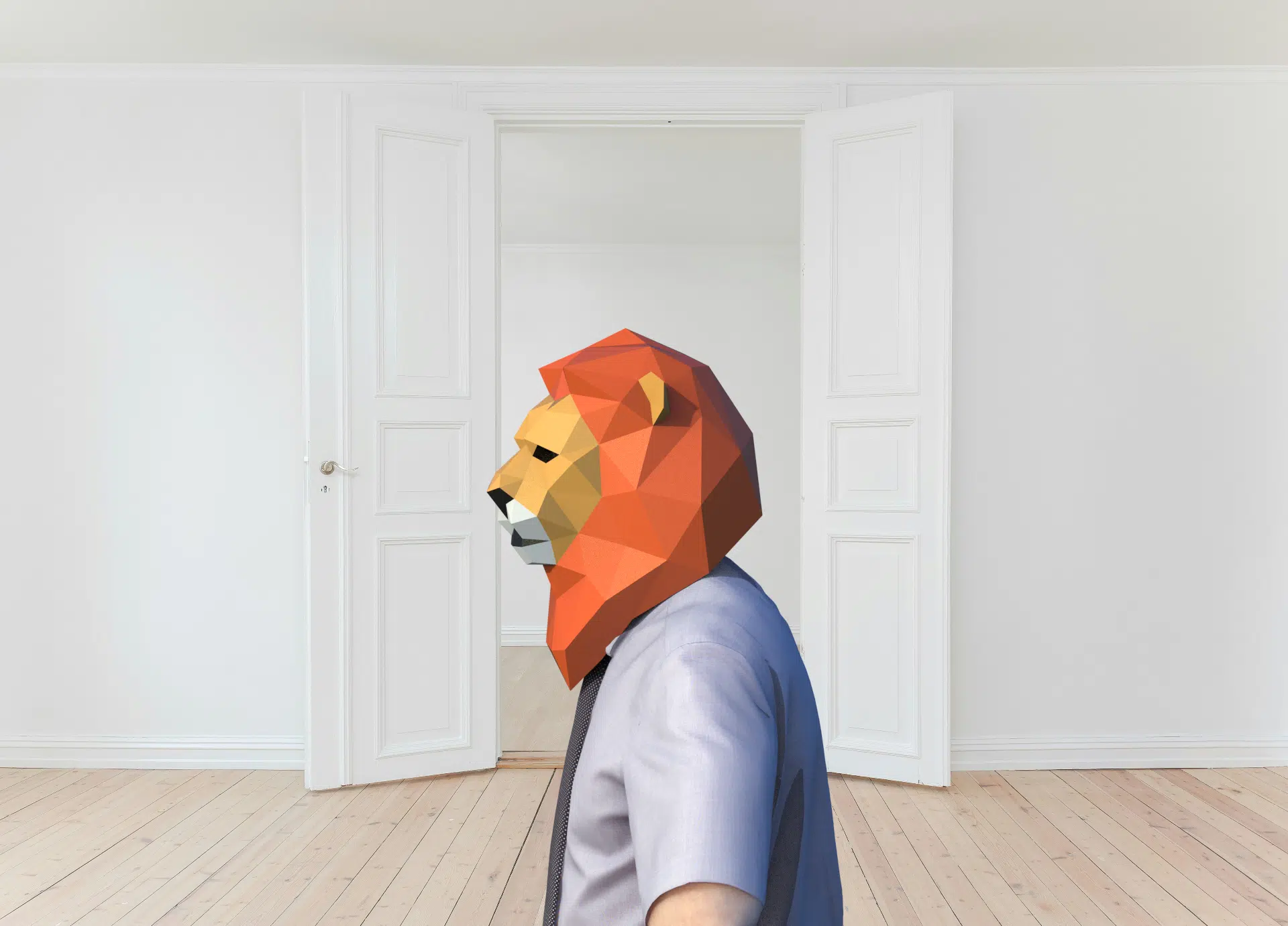 Leeuwenmasker in 3D-papercraft, weergave 6