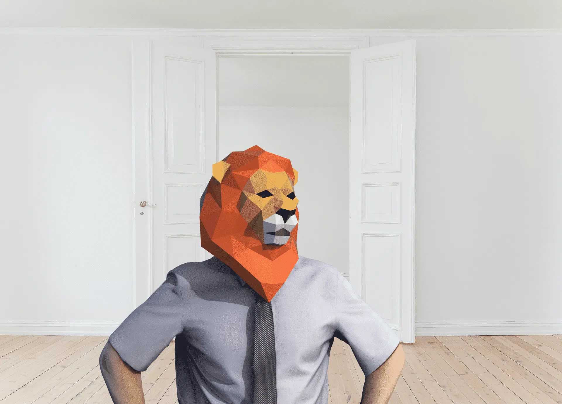 Leeuwenmasker in 3D-papercraft, weergave 5
