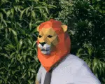 Leeuwenmasker in 3D-papercraft, weergave 3