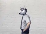 Masker wolf lichtgrijs 3D papercraft, weergave 7