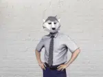 Masker wolf lichtgrijs 3D papercraft, weergave 2