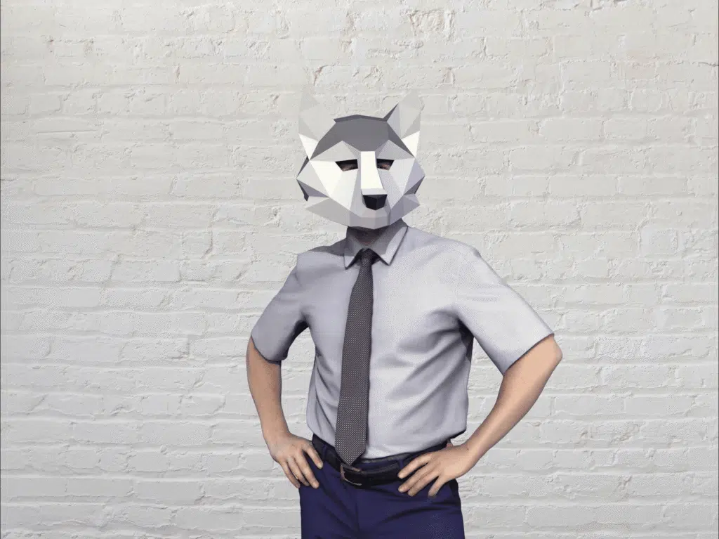 Masker wolf lichtgrijs 3D papercraft, 3D-model