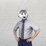 Papercraft 3D wolf mask origami