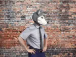 Masker wolf lichtgrijs 3D papercraft, weergave 6
