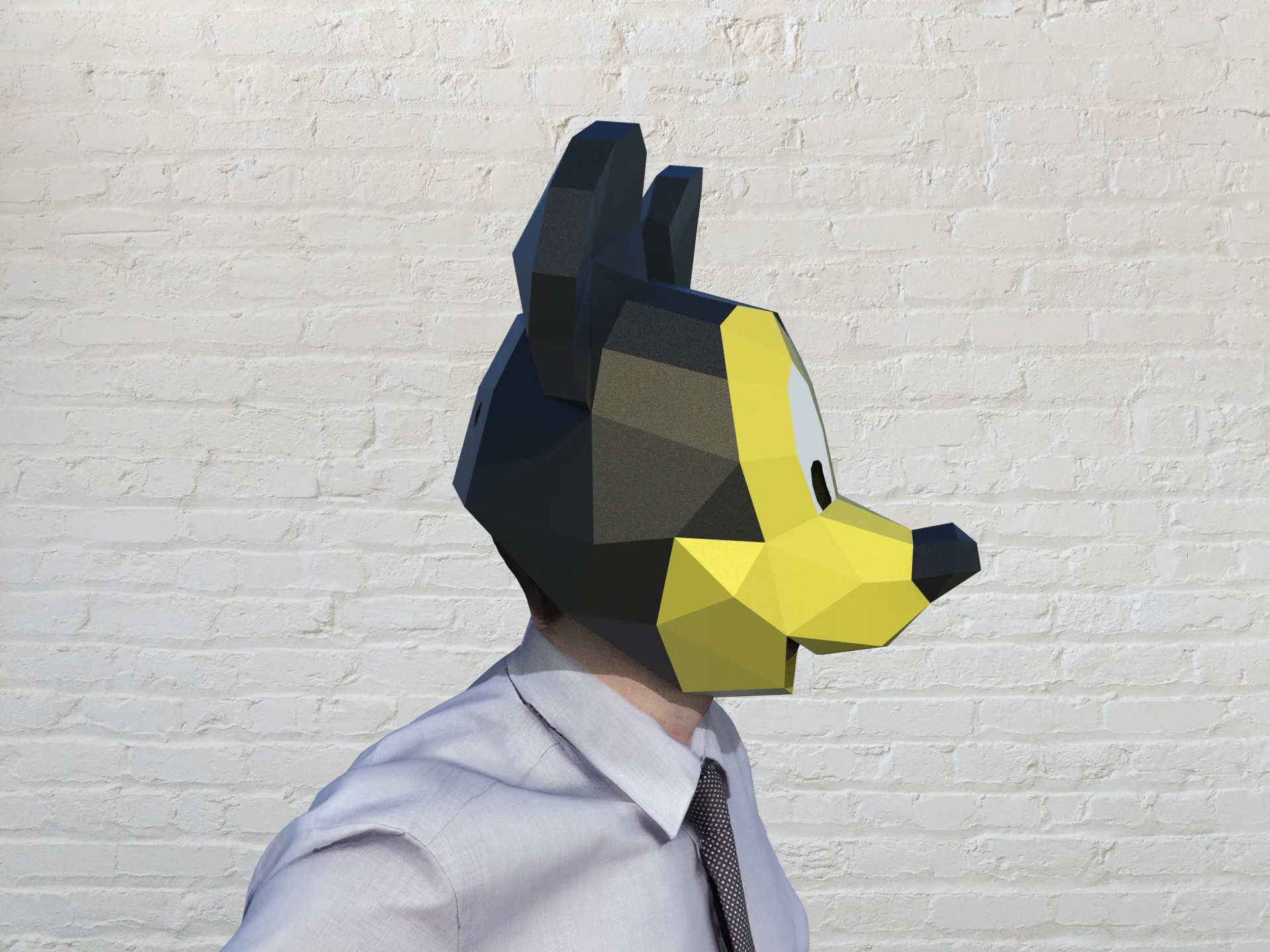 Máscara do Mickey Mouse em papercraft 3D, vista 2, vista 2
