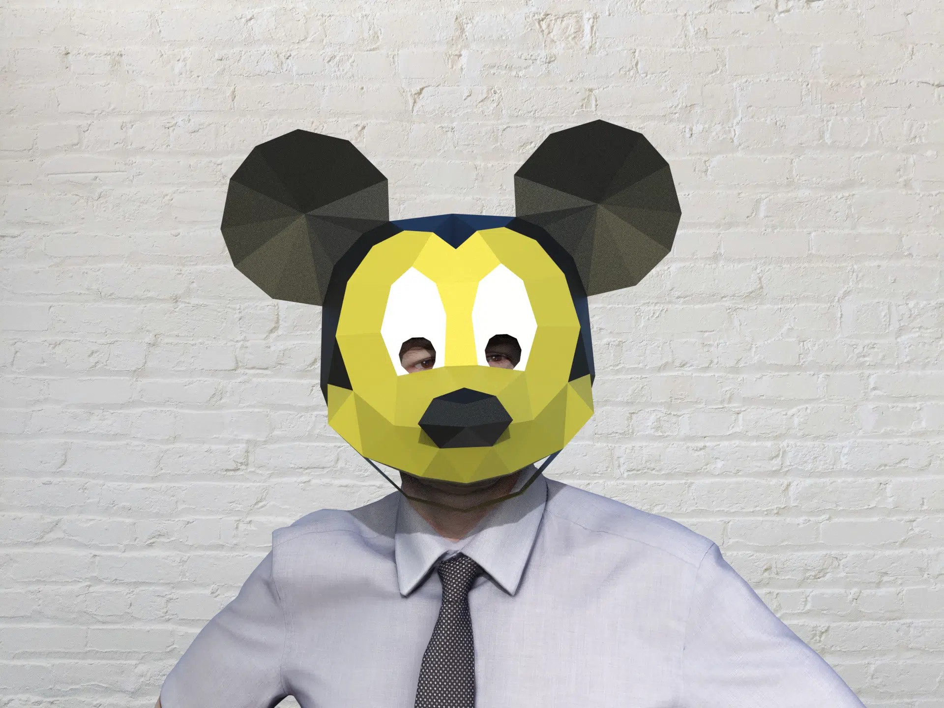 Máscara do Mickey Mouse em papercraft 3D, montado