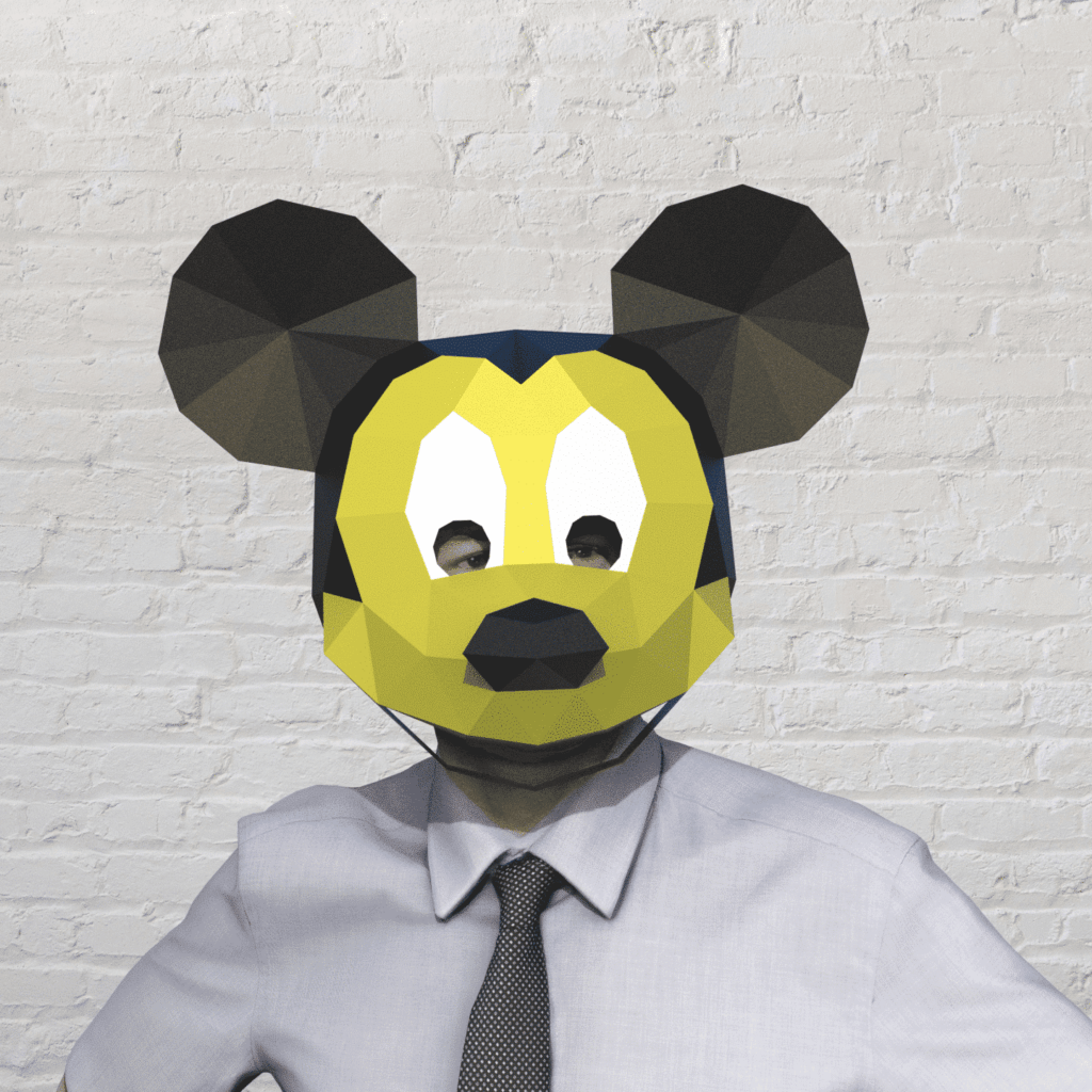 Papercraft Mickey Mouse mask in 3D origami