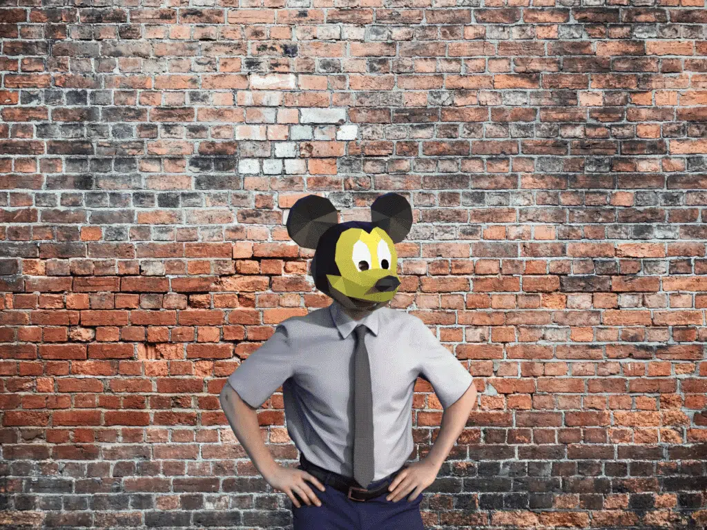 Máscara do Mickey Mouse em papercraft 3D, modelo 3D