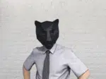 Masker van zwarte panter in 3D-papercraft, weergave 7