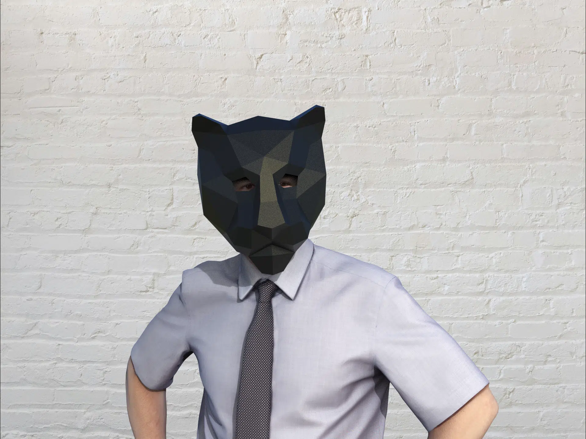 Masker van zwarte panter in 3D-papercraft, weergave 7