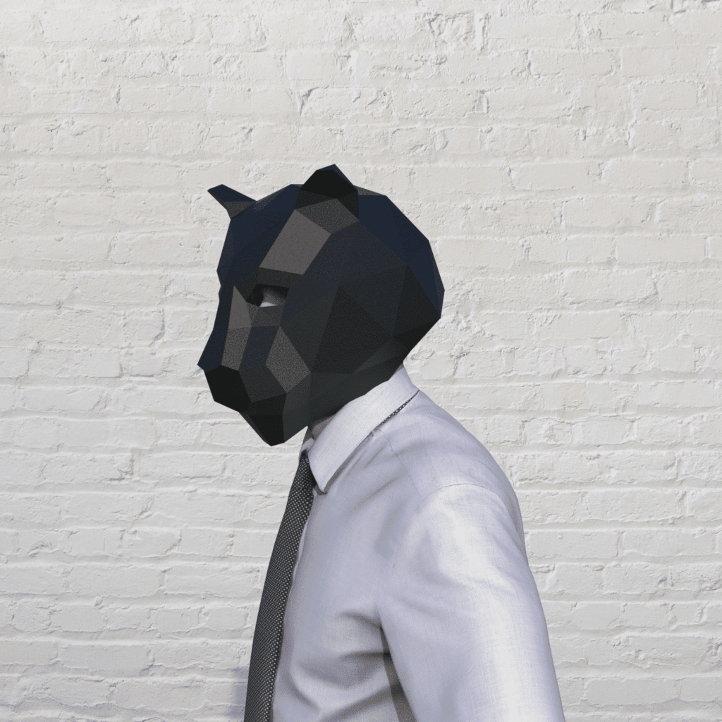 Papercraft black panther mask in 3D origami