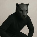 Papercraft black panther mask in 3D origami