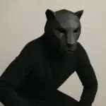 Masker van zwarte panter in 3D-papercraft, 3D-model