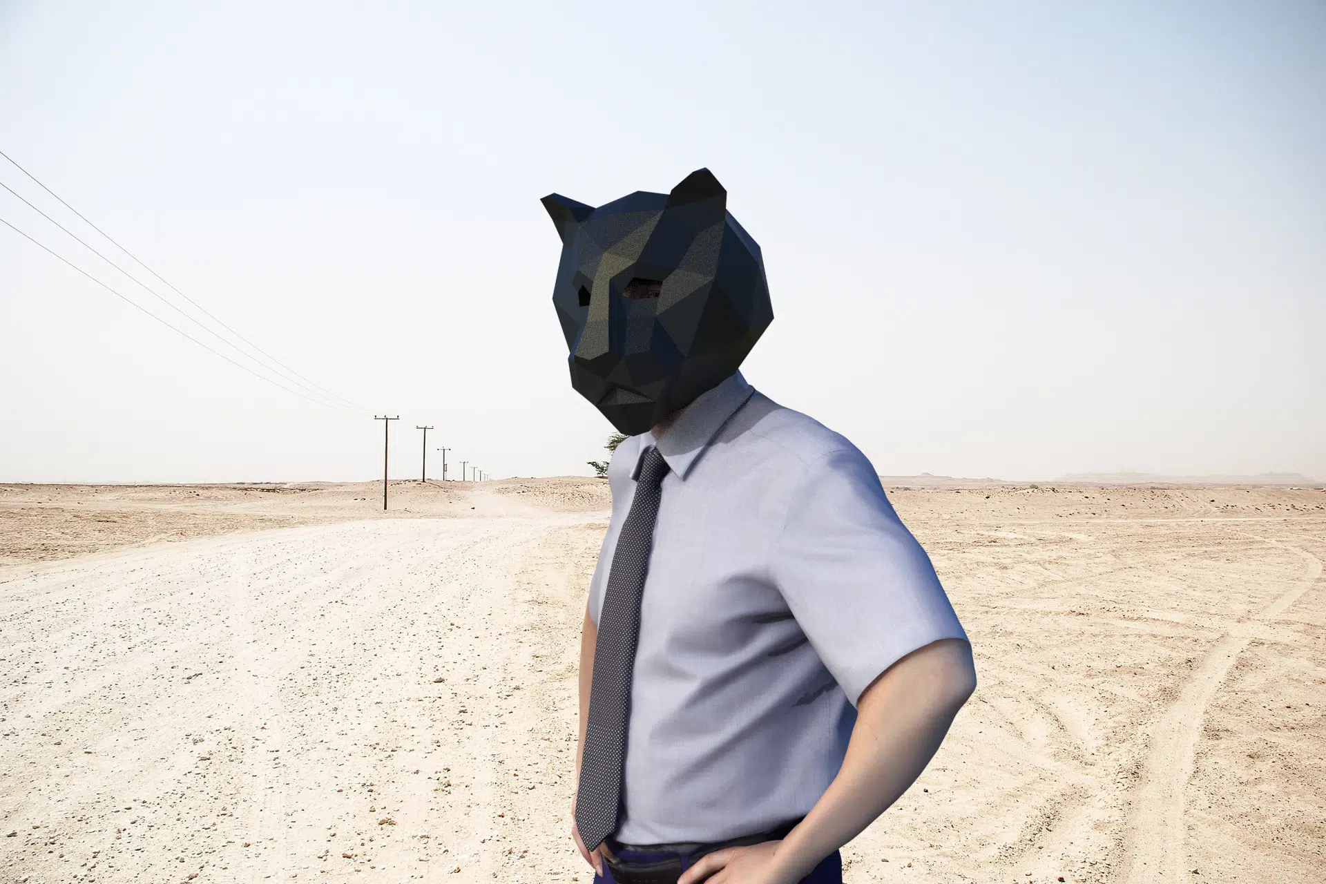 Masker van zwarte panter in 3D-papercraft, weergave 5
