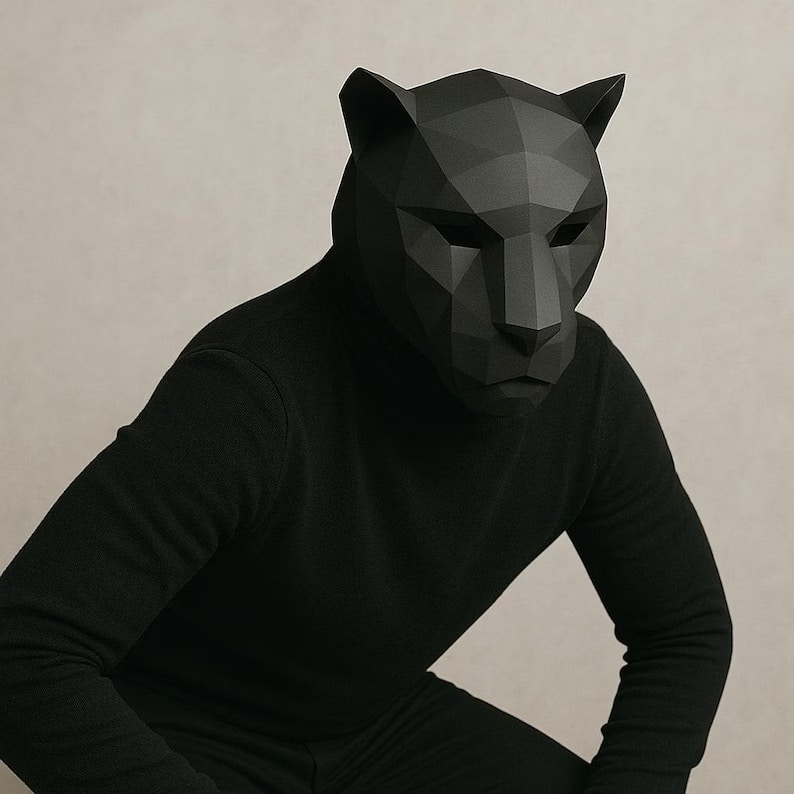 Papercraft black panther mask in 3D origami Papercraft black panther mask in 3D origami