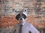Maschera da procione bianca e nera in papercraft 3D