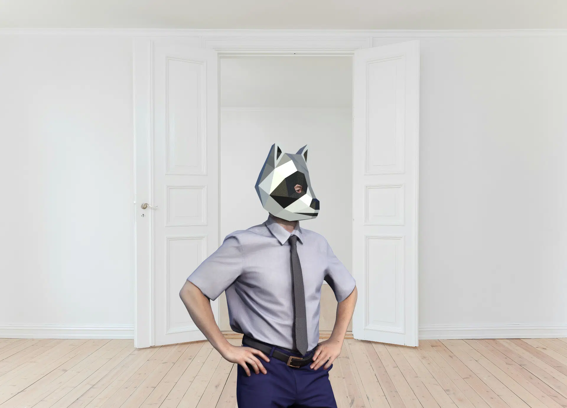 Maschera da procione in papercraft 3D, vista laterale