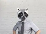 Maschera da procione bianca e nera in papercraft 3D